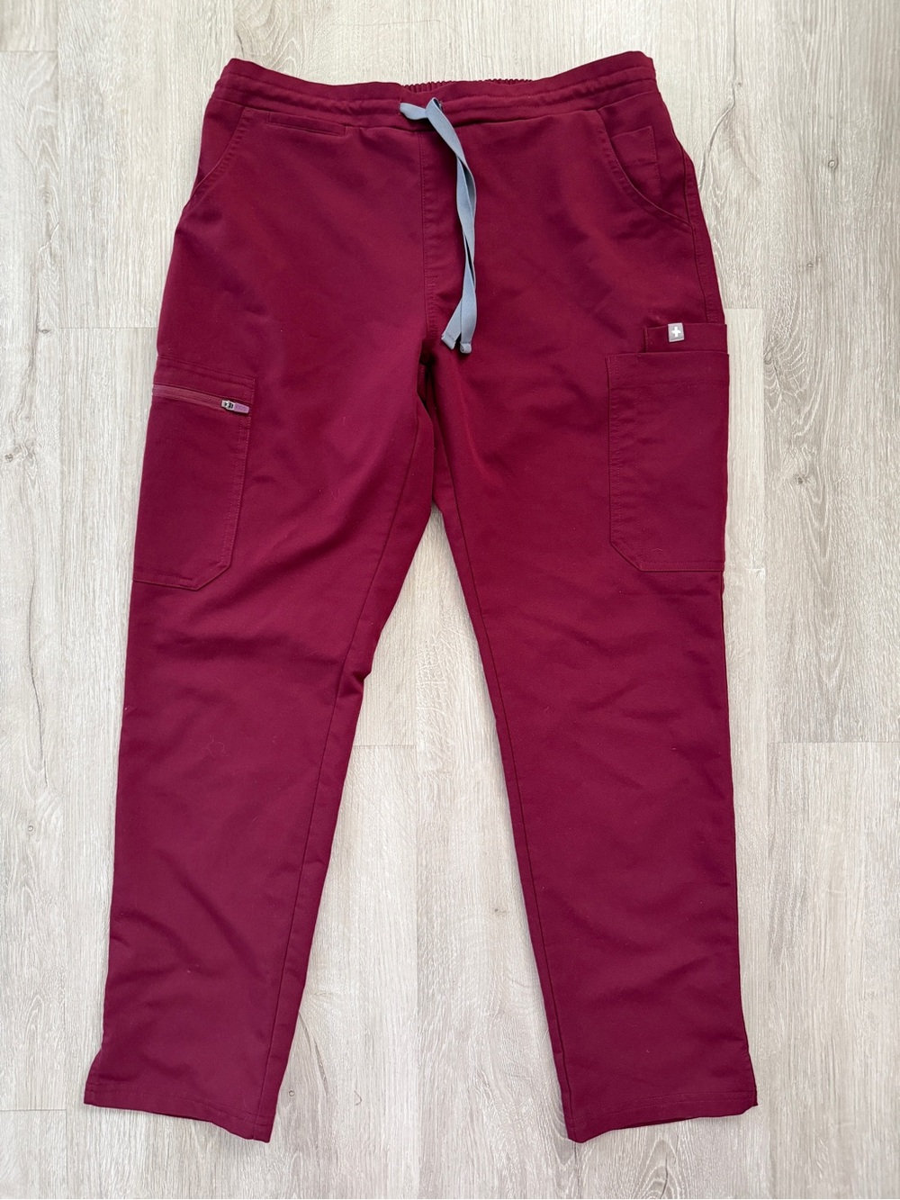 FIGS Burgundy Technical Pants with Utility Pockets Small